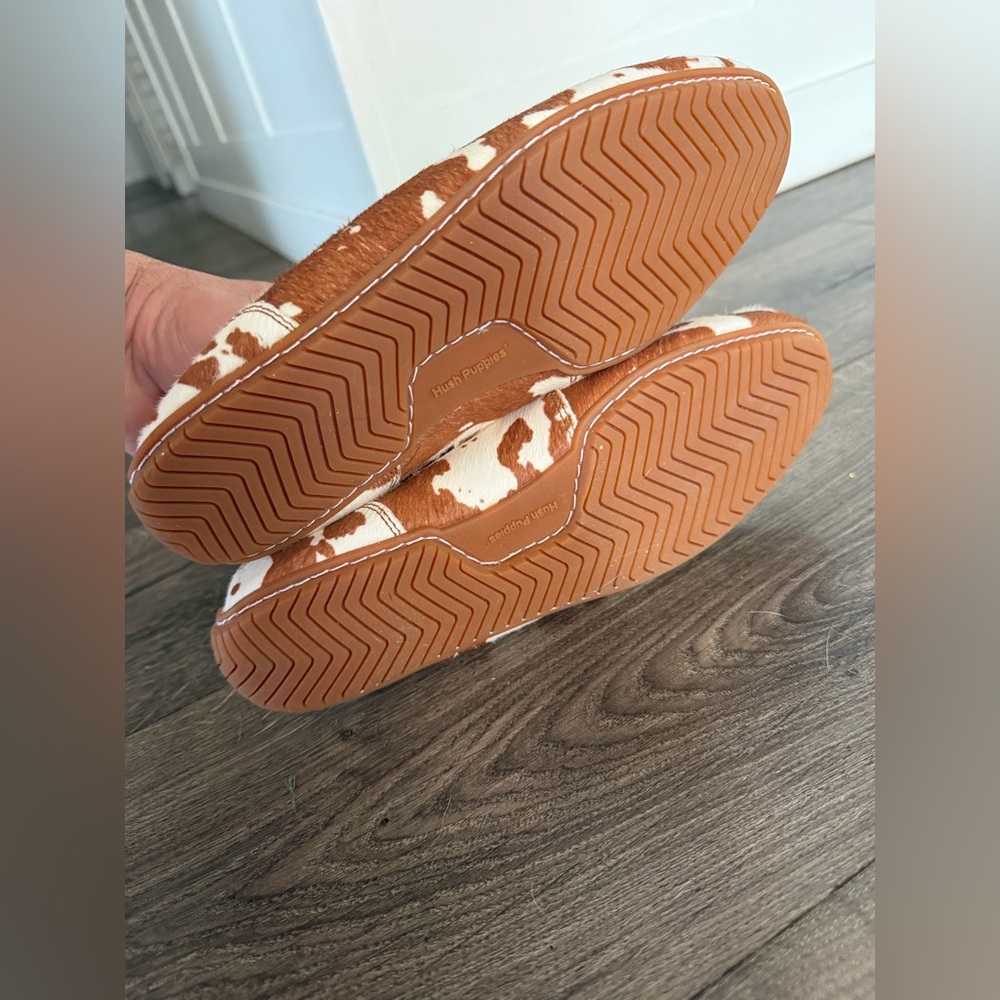 Hush Puppies Brown and White Cowprint Loafers - Picture 9 of 12